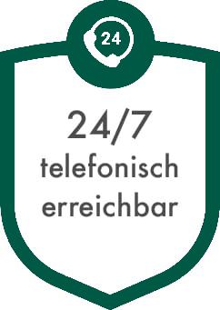 24/7 telefonisch erreichbar